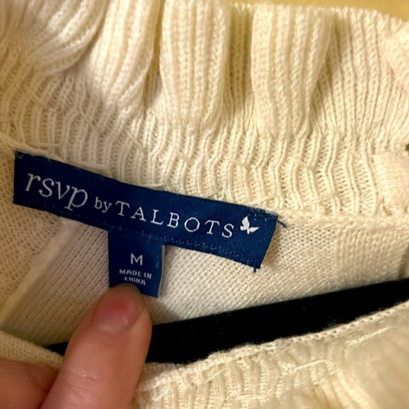 RSVP by Talbots Embellished Neckline Sweater Light Creme 3/4 Sleeve Size M - Picture 5 of 7
